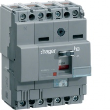 Автоматичний вимикач Hager x160, In=160А, 4п, 40kA, Трег./Мфікс.