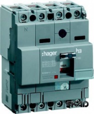 Автоматичний вимикач Hager x160, In=160А, 4п, 25kA, Трег./Мфікс.