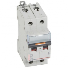 Автоматический выключатель DX³ – 25 кА – тип характеристики D – 2П – 230/400 В~ – 6 А – 2 модуля, Legrand