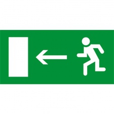 Информационная табличка – для автономных эвакуационных светильников – дверь на выход налево – 310×112 мм, Legrand